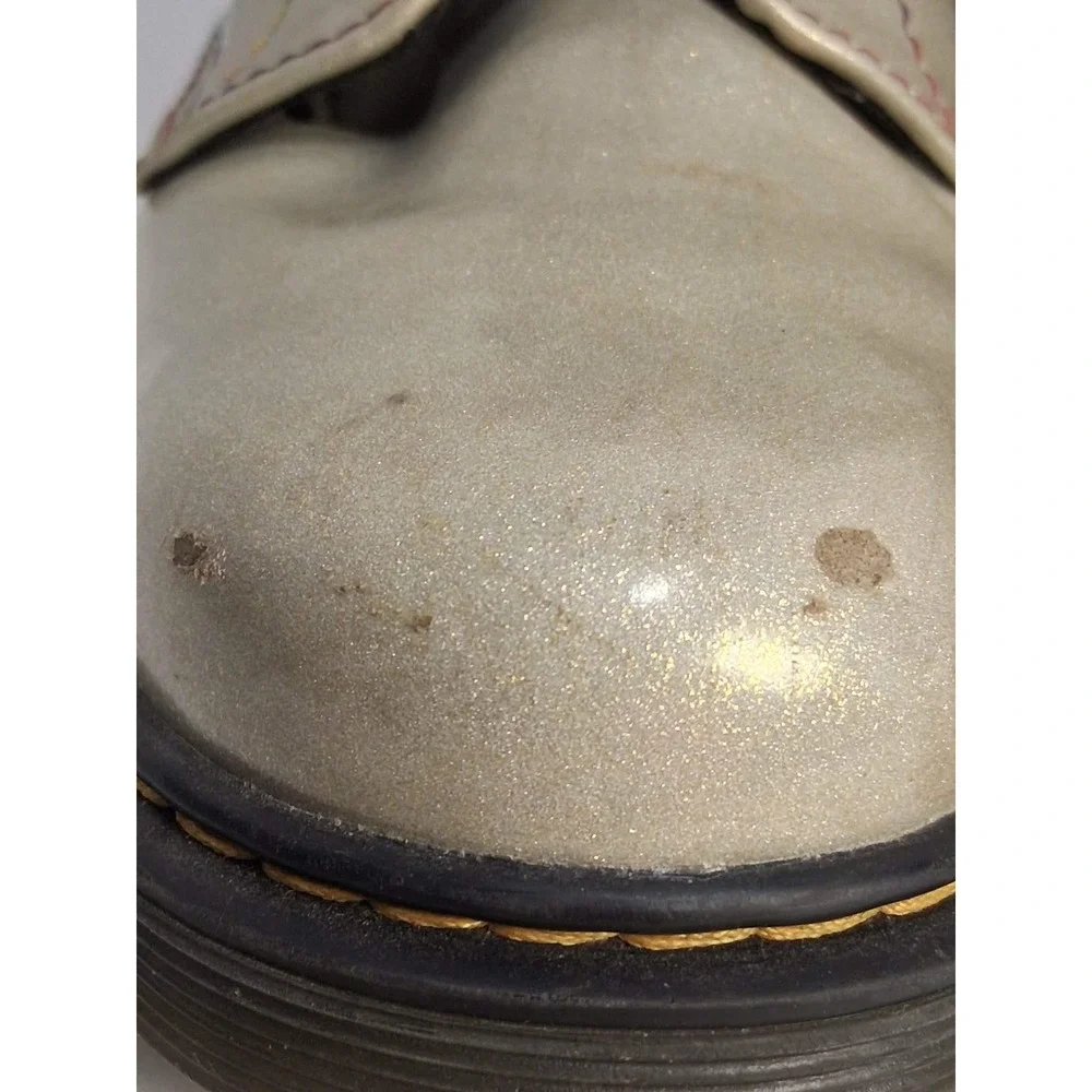 Dr Martens Kids Glitter Lace Up Zip Combat‎ Boots Silver Size US 4 M READ